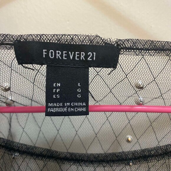 Forever 21 Pearl Mesh Top - L - Picture 3 of 6